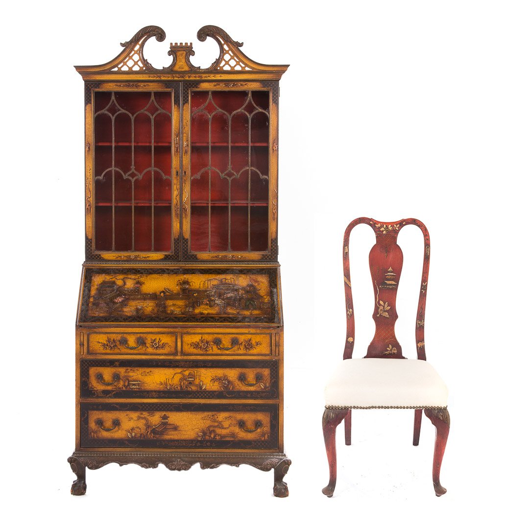 George III style chinoiserie secretary bookcase (1 of 10)