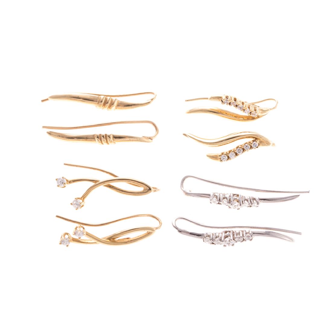 Four Pairs of Lady's Linear Drop Earrings in 14K (1 of 4)