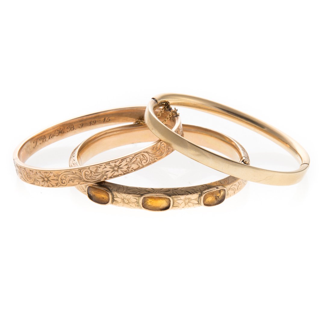 A Trio of Vintage Bangle Bracelets in Gold (1 of 5)