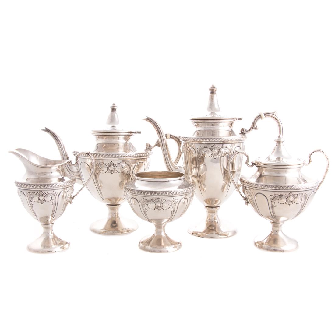 Classical style sterling 5-pc coffee & tea service (1 of 7)