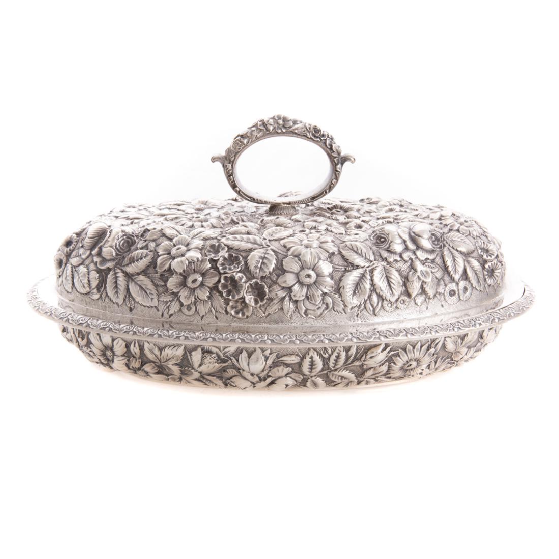 Fine repousse sterling covered vegetable dish (1 of 7)