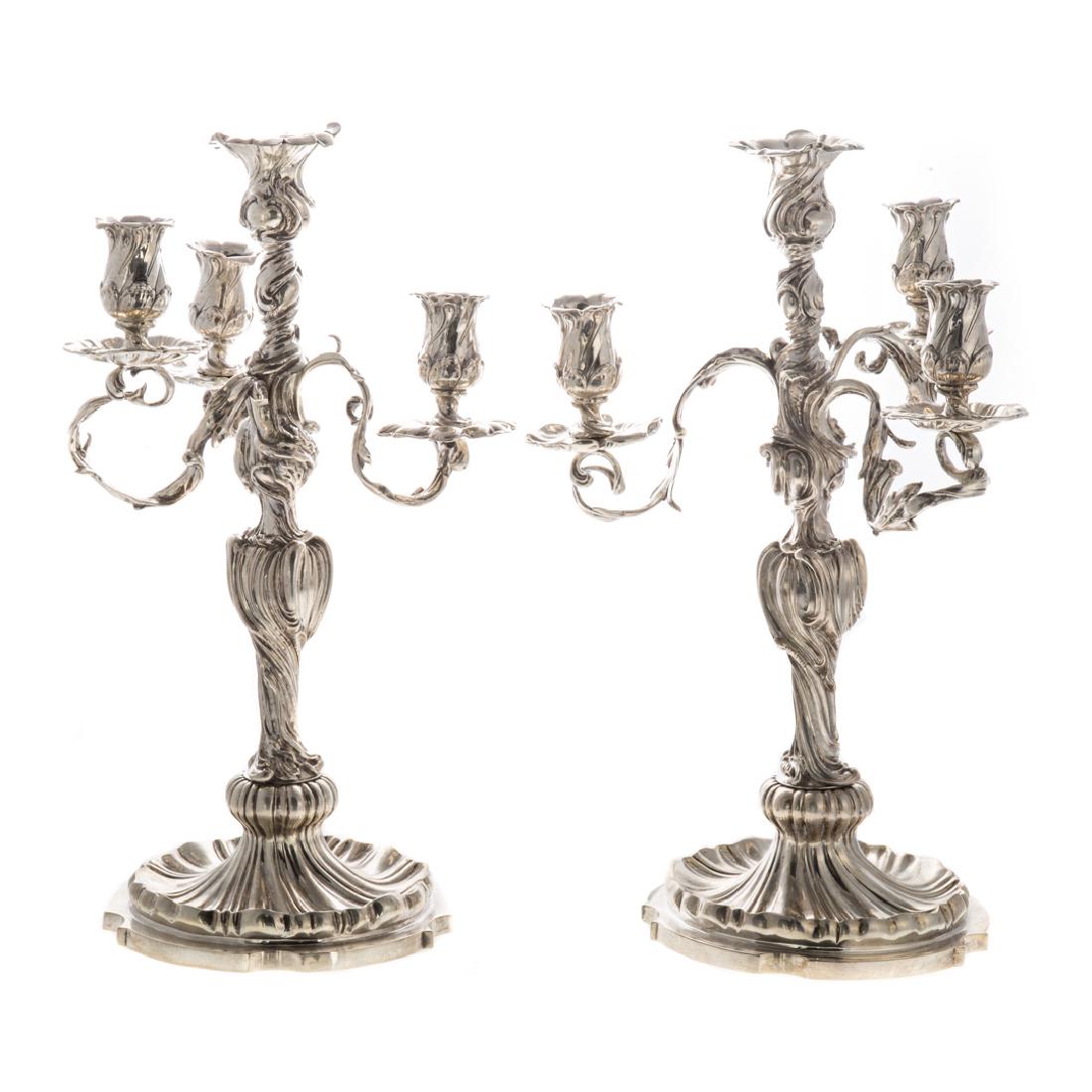 Pair Art Nouveau silver 4-light candelabra (1 of 5)