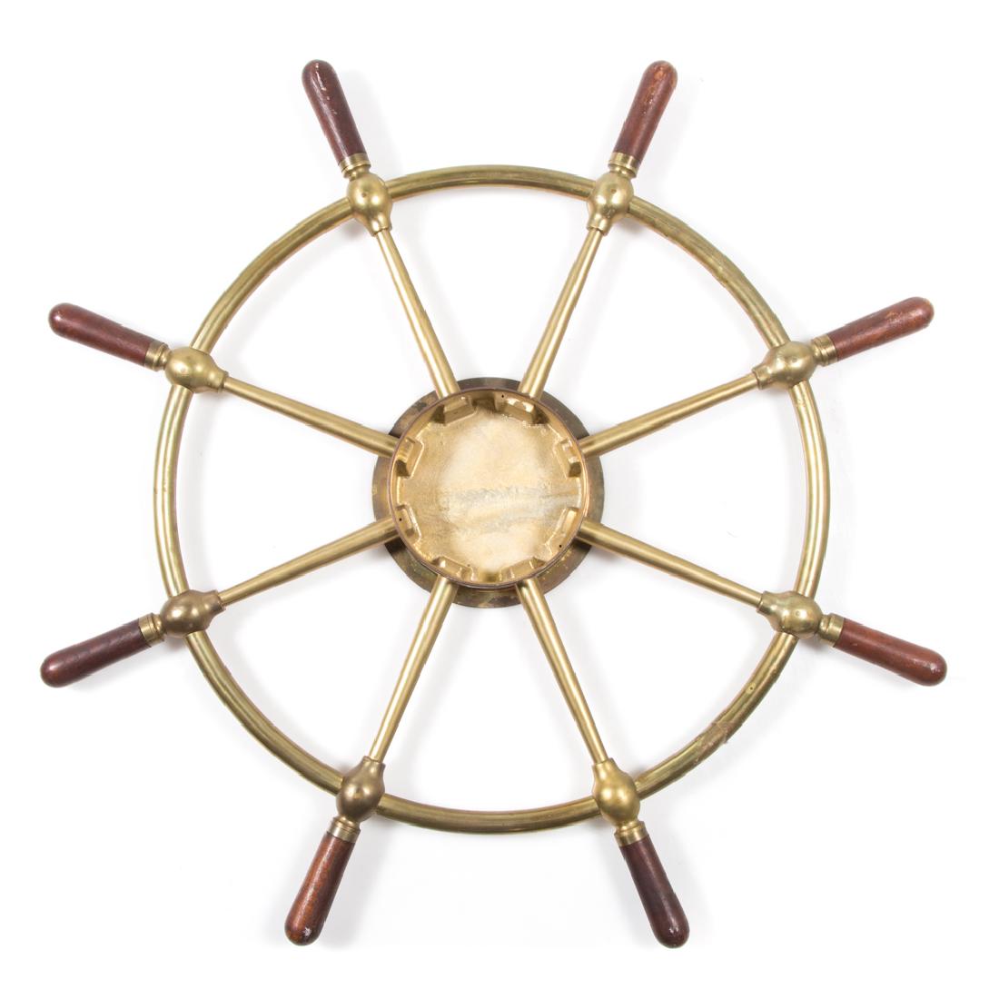 Brass and wood ships wheel clock case (1 of 3)