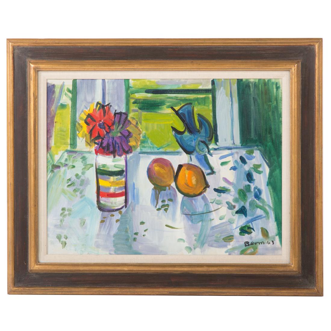 Ben Benn. Tabletop Still Life, oil on canvas: (Russian/American, 1884-1983). Signed and dated "Ben Benn" '63" lr, 18 1/2 x 26 in., framed