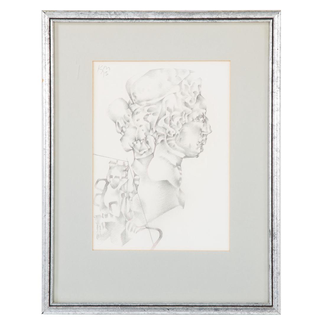 Keith Martin. Abstract Head, mixed media on paper (1 of 4)