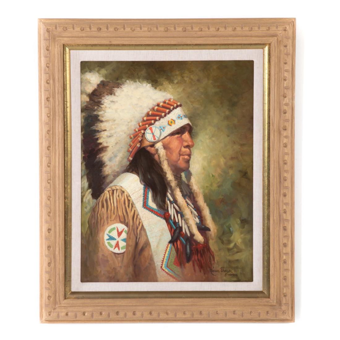 Karen Thayer. Indian Chief, oil (1 of 4)