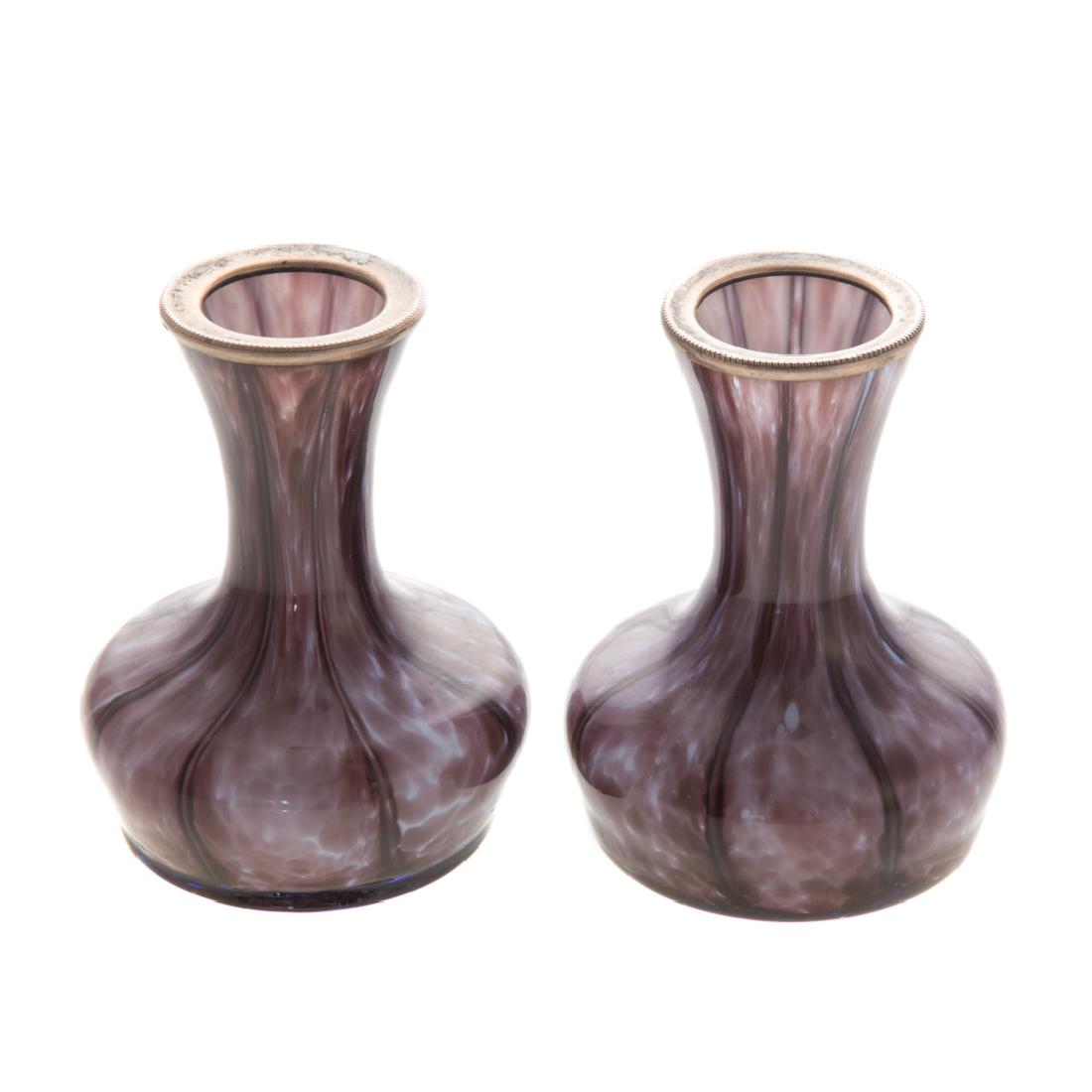 Pair amethyst cased glass silver-mounted vases (1 of 5)