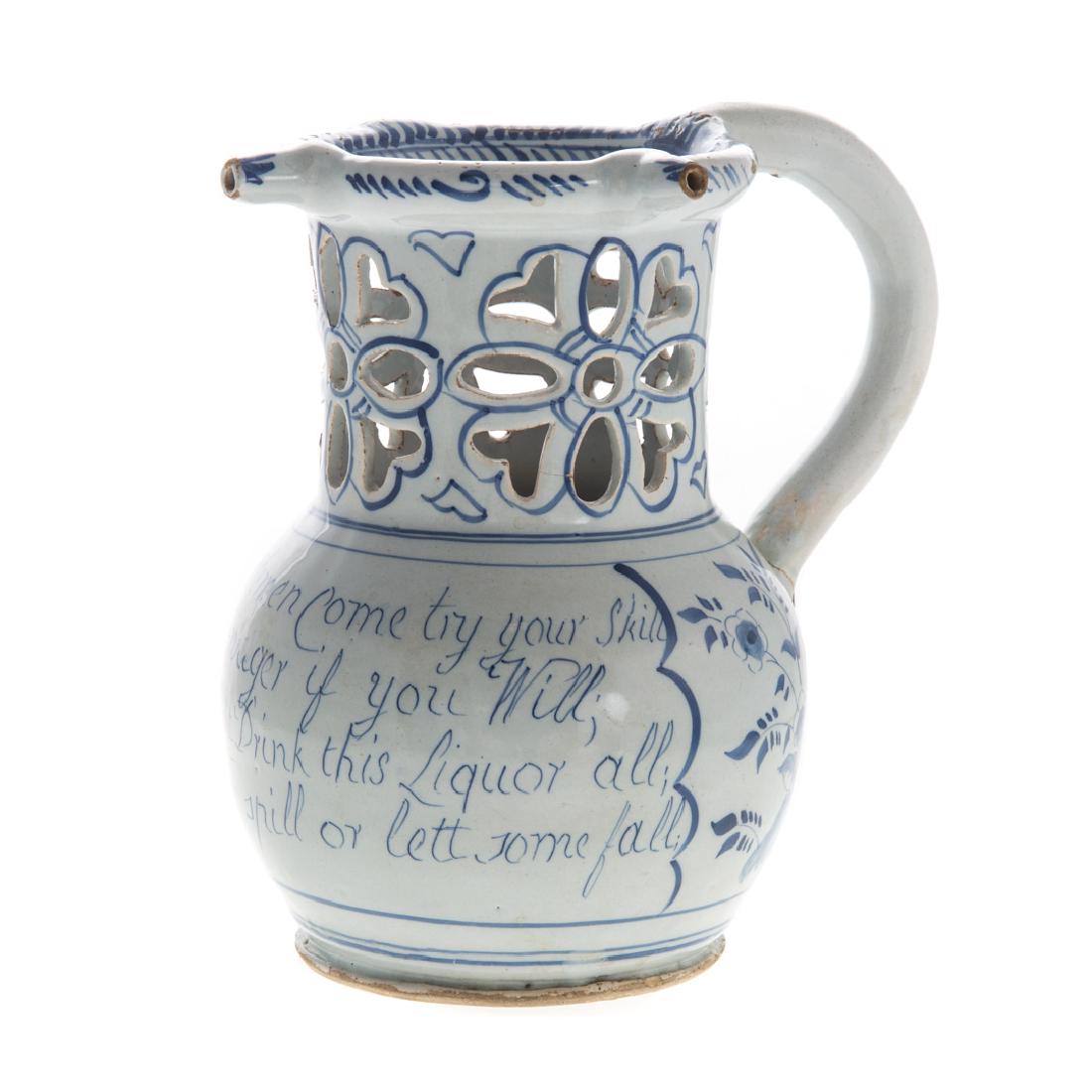 English blue and white Delftware puzzle jug (1 of 5)