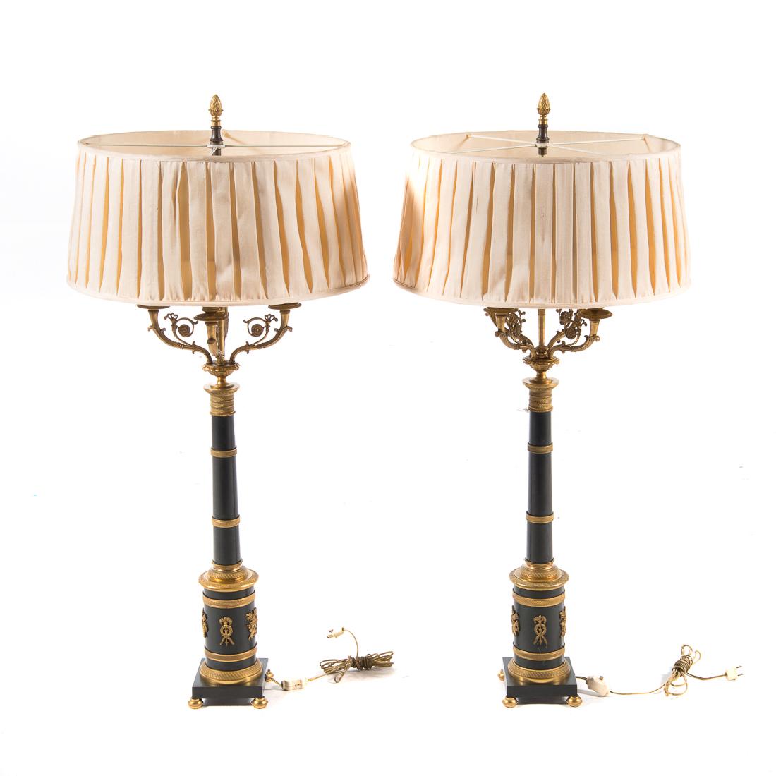 Pair French Empire style bronze lamps (1 of 7)