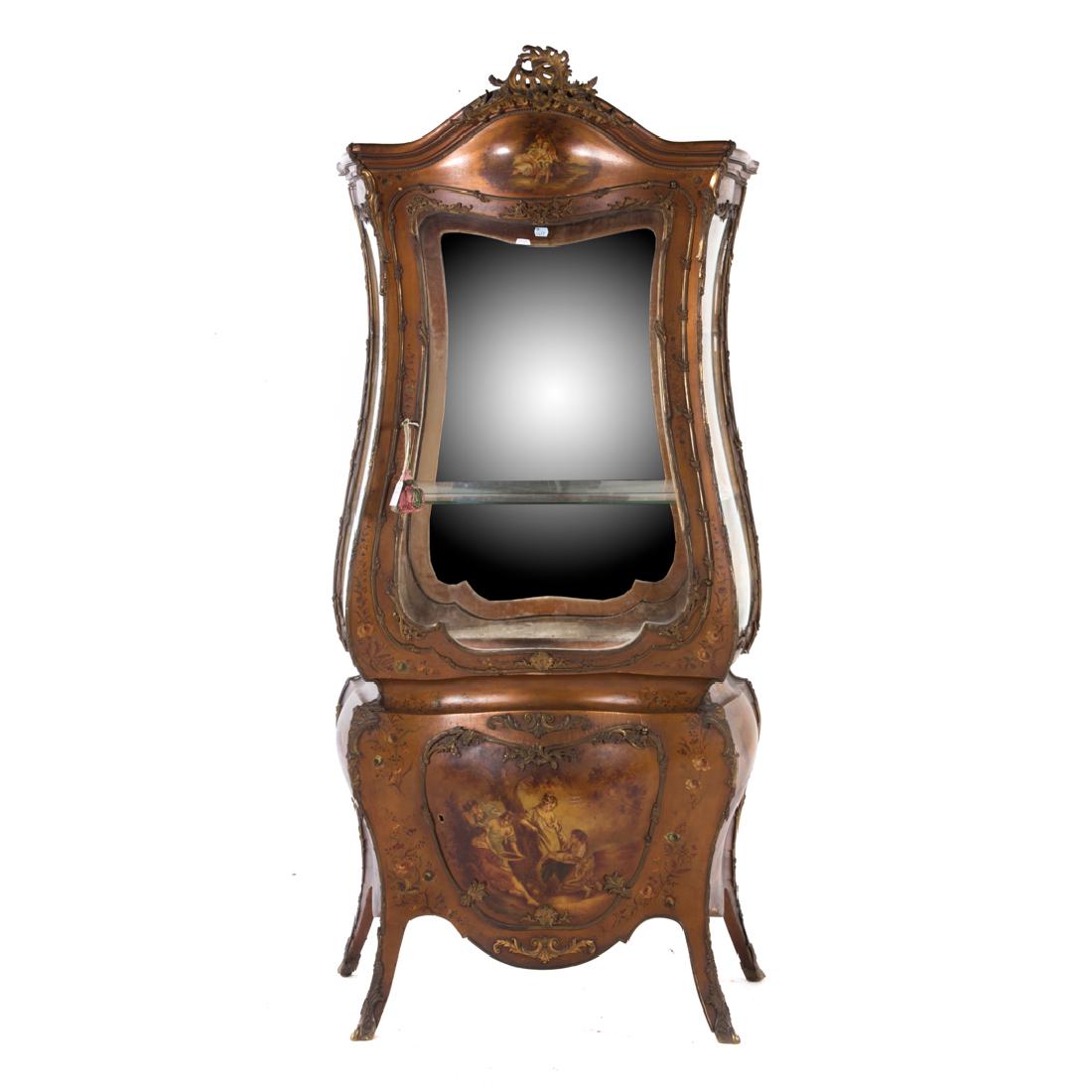 Louis XV style bombe Vernis Martin vitrine (1 of 7)
