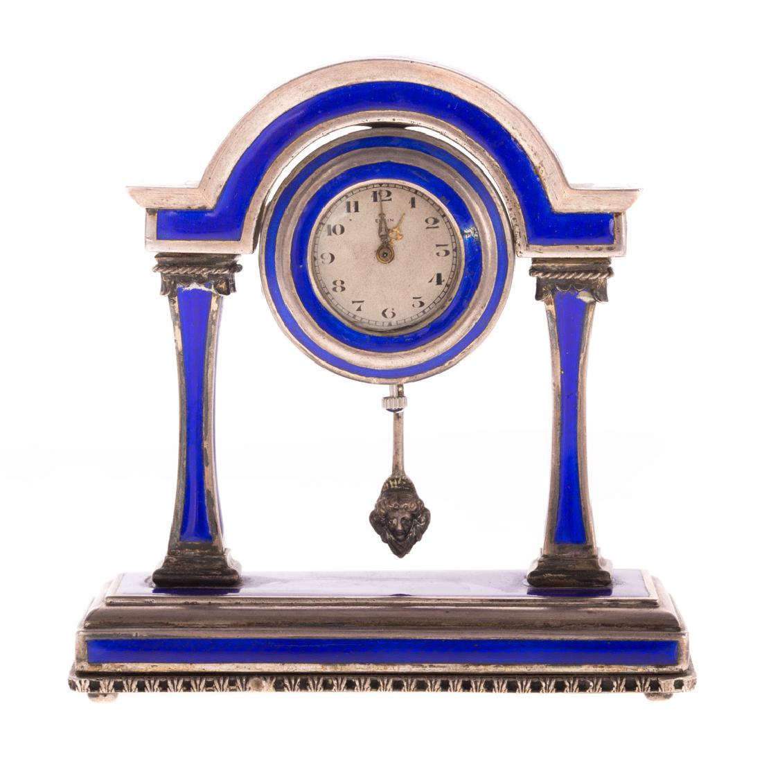 A French Blue Enamel Pedestal Clock (1 of 6)