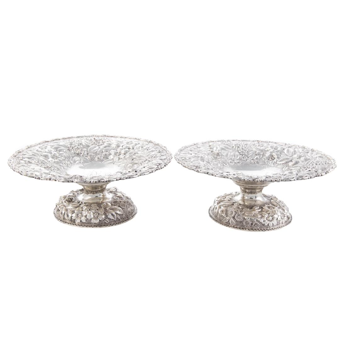 Pair Early Baltimore repousse sterling compotes (1 of 3)