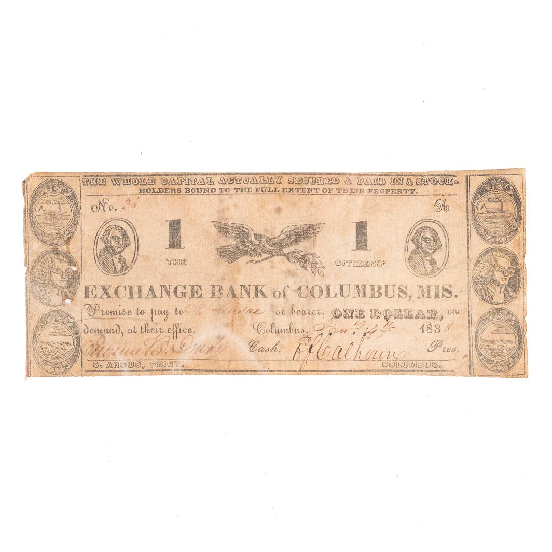 [US] $1 Script Citizens Exchange Bank Columbus MIS (1 of 2)