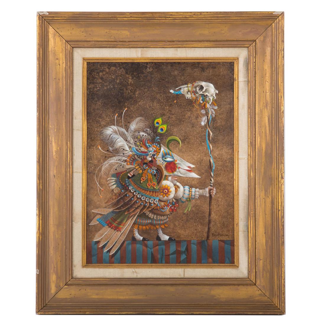 James Christensen. "Man in a Bird Mask," oil (1 of 4)