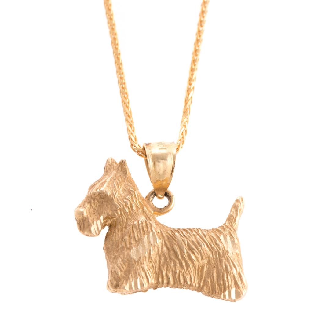 A Scottish Terrier Charm on Italian Chain in 14K (1 of 4)