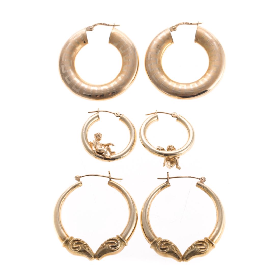 A Trio of Lady's Gold Hoop Earrings (1 of 5)