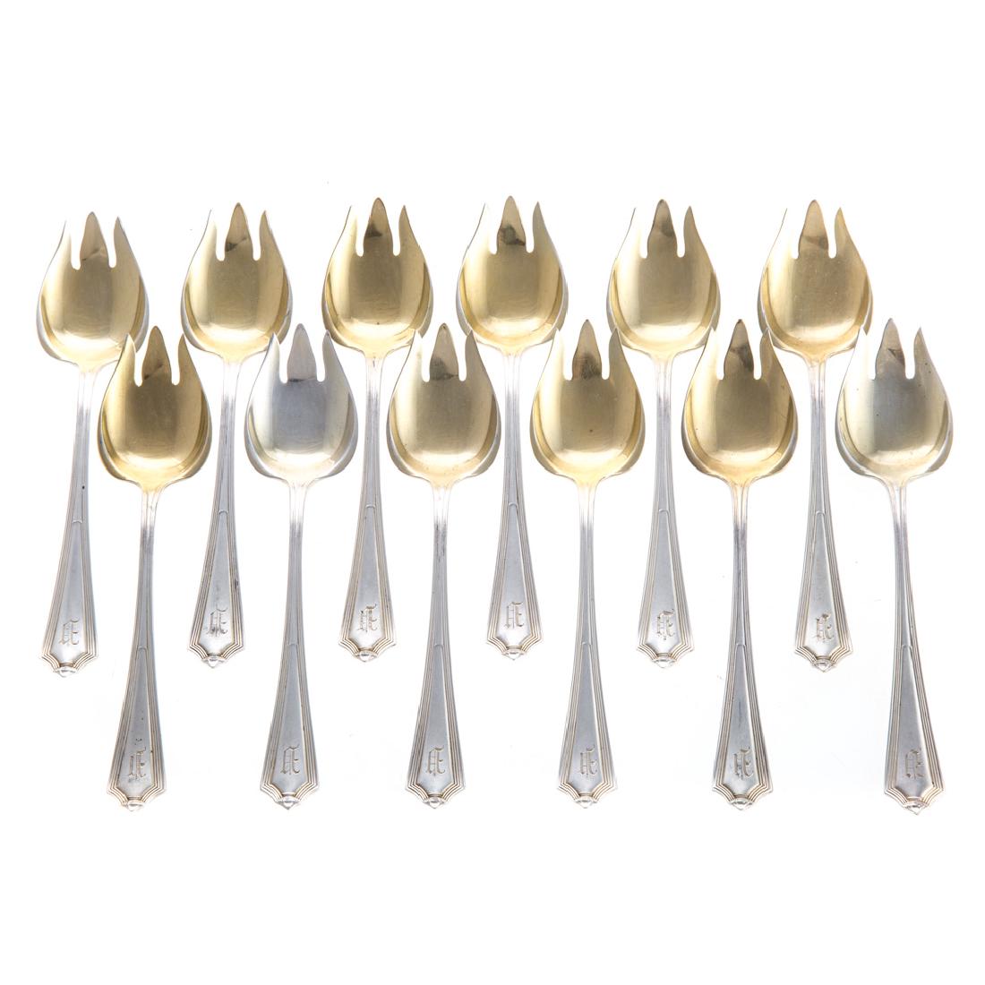 12 Gorham "Plymouth" sterling ice cream forks (1 of 4)