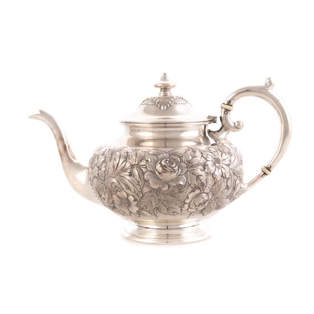 Kirk repousse sterling silver teapot (1 of 8)