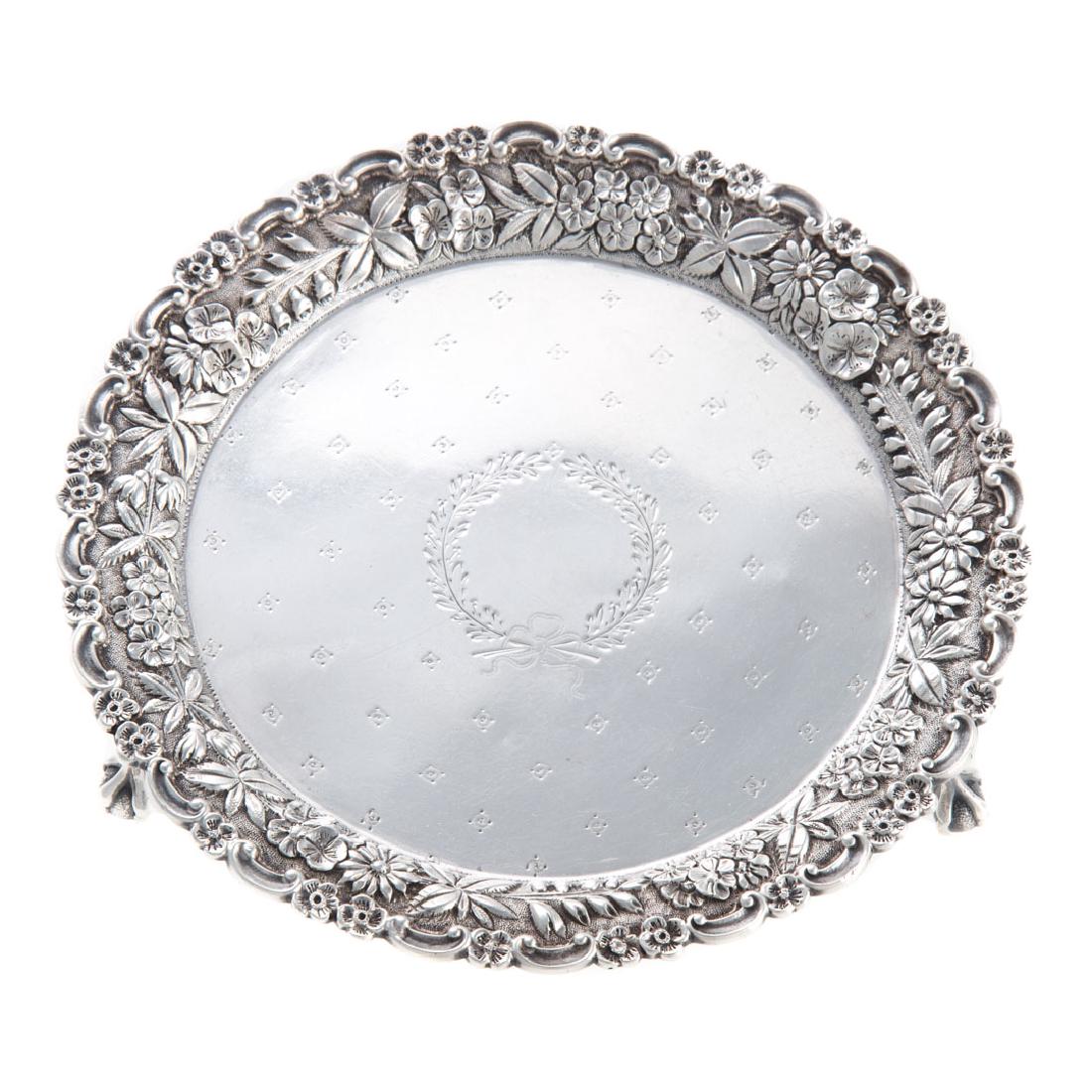 Kirk repousse full hand chased sterling card tray (1 of 3)