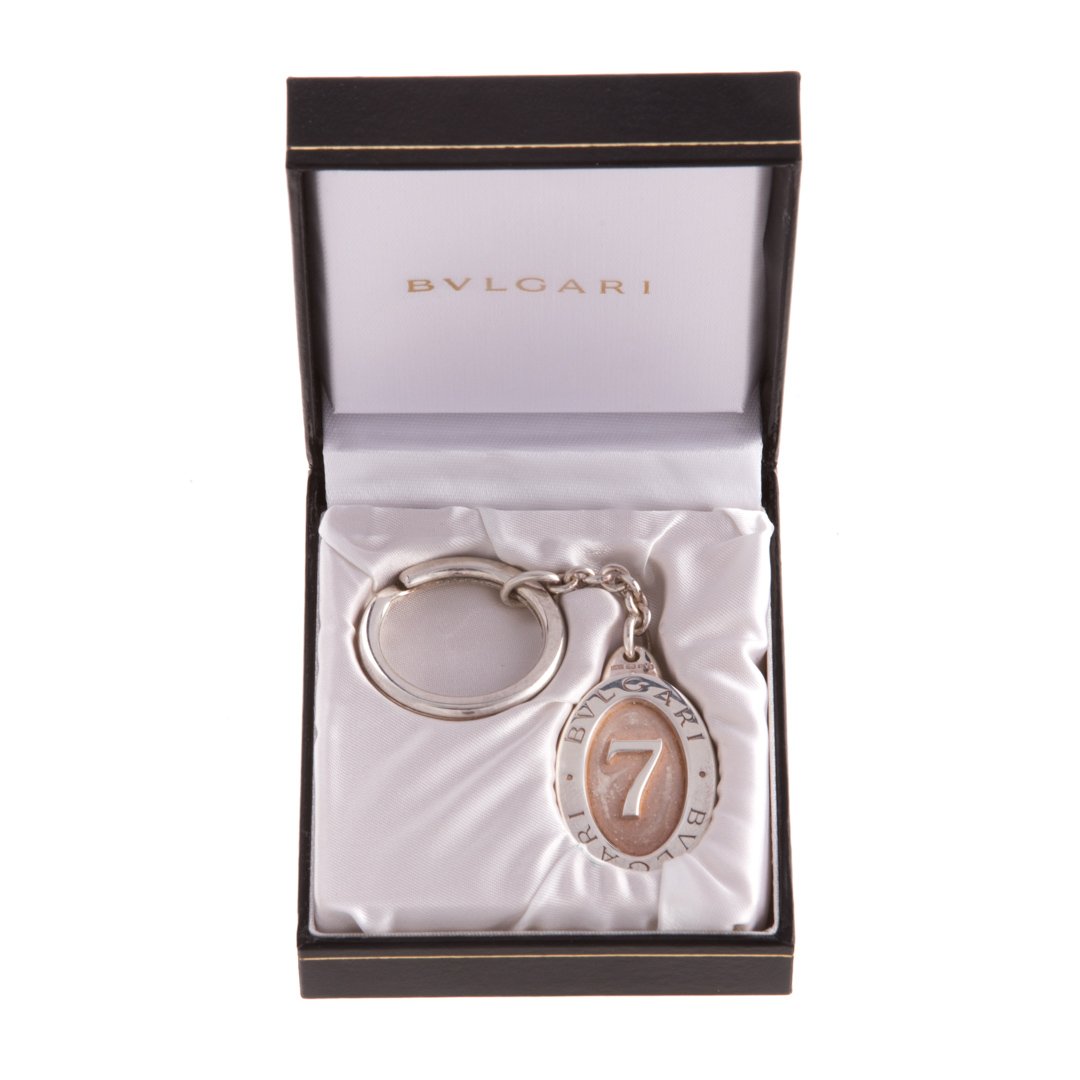 Bulgari sterling keychain: in fitted box, 3 3/4 in. L., 1.20 ozt