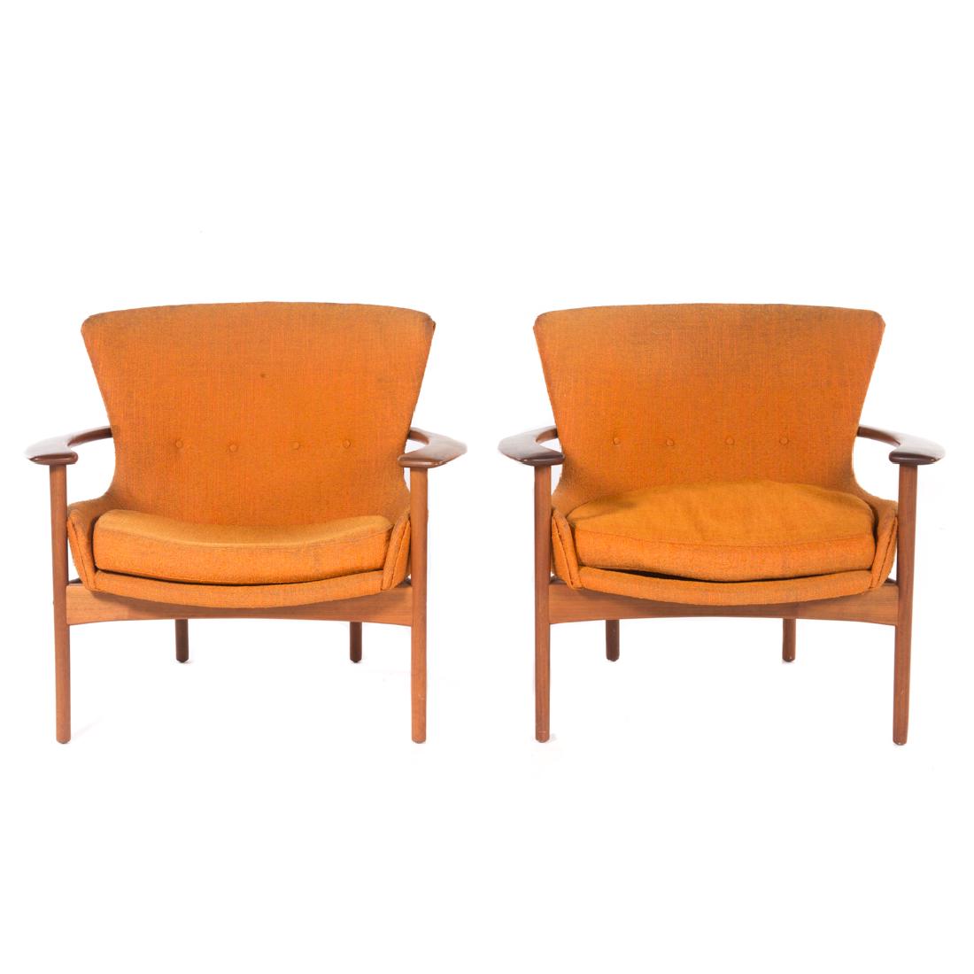 Pair Danish Mid-Century Modern teakwood armchairs (1 of 6)