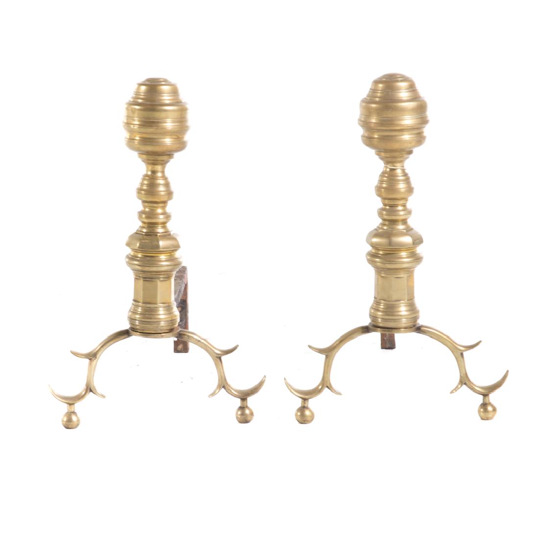 Pair of American Classical brass andirons (1 of 3)