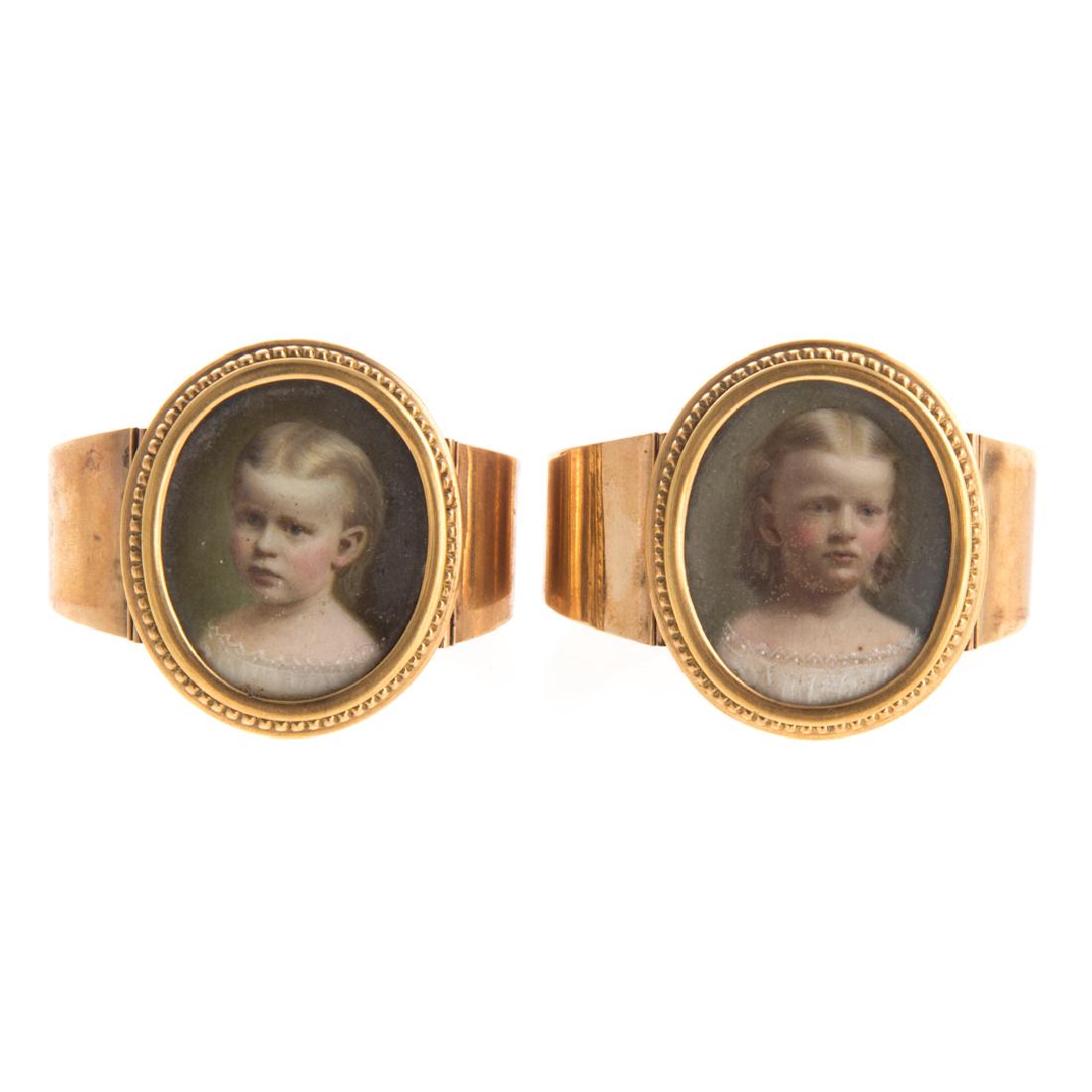 Pair American School portrait miniatures (1 of 6)