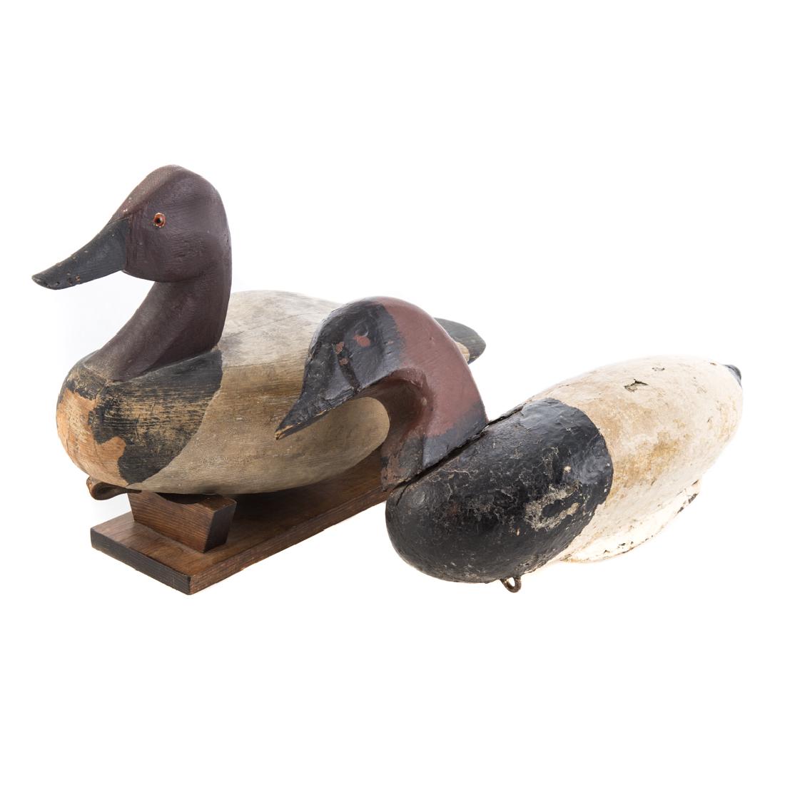 Two carved and painted wood working duck decoys (1 of 5)