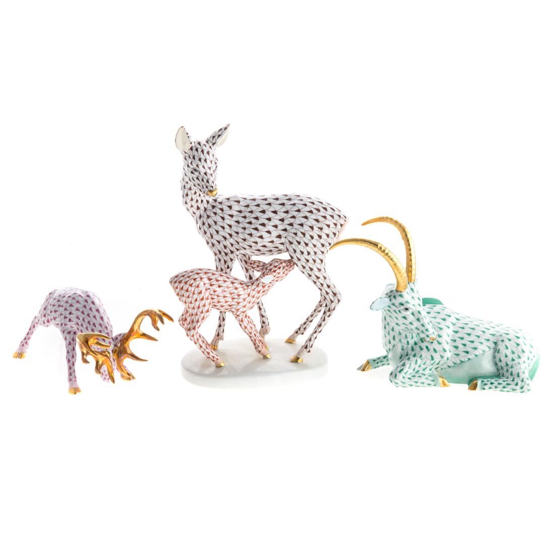 Three Herend porcelain deer and antelopes (1 of 6)