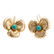 A Pair of 14K Clover Earrings with Turquoise