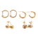 Four Pairs of Classic Hoops and Stud Earrings
