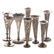 Eight repousse silver bud vases