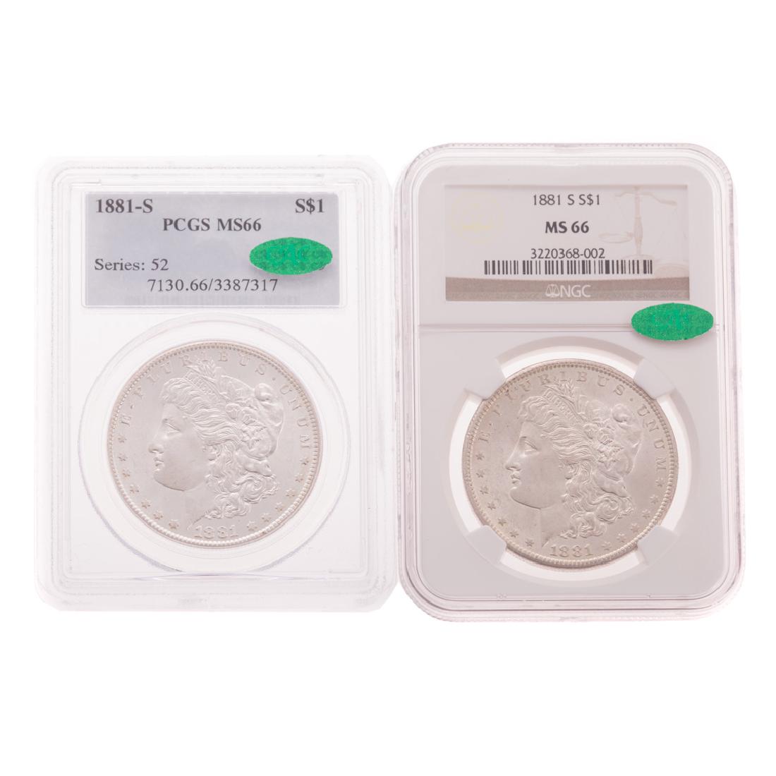 [US] 2-1881-S MS66 CAC, 1-PCGS 1-NGC Dollars (1 of 2)