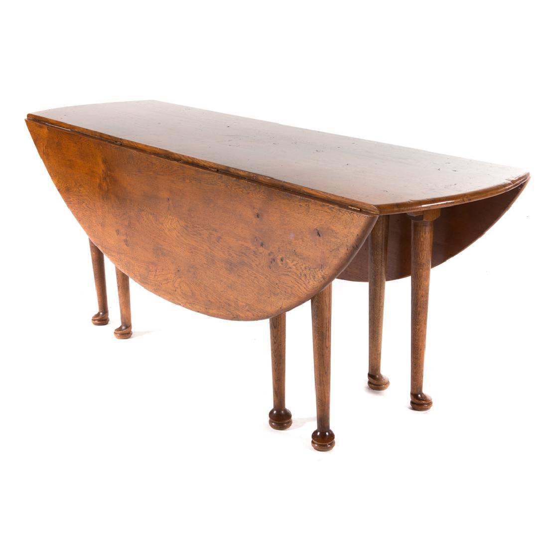 Queen Anne style elm wood drop-leaf dining table (1 of 5)