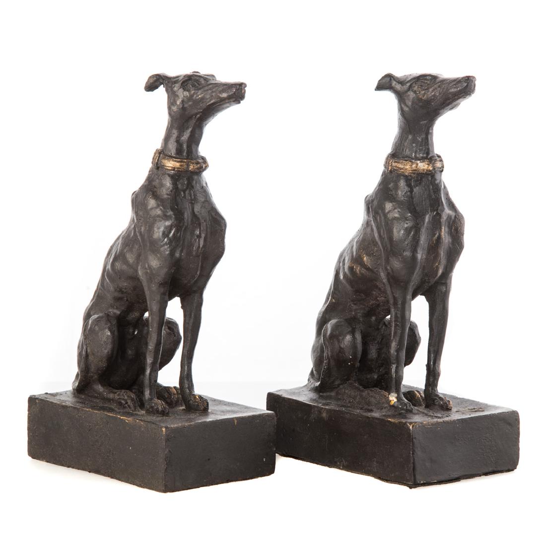 Pair seated greyhound bronzes (1 of 3)