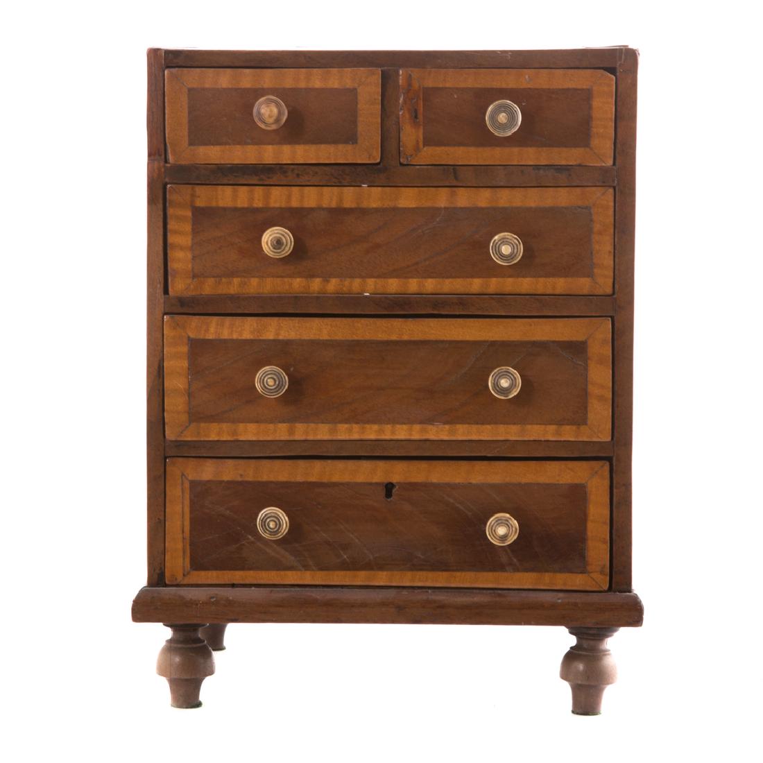 Miniature Victorian banded walnut chest (1 of 6)