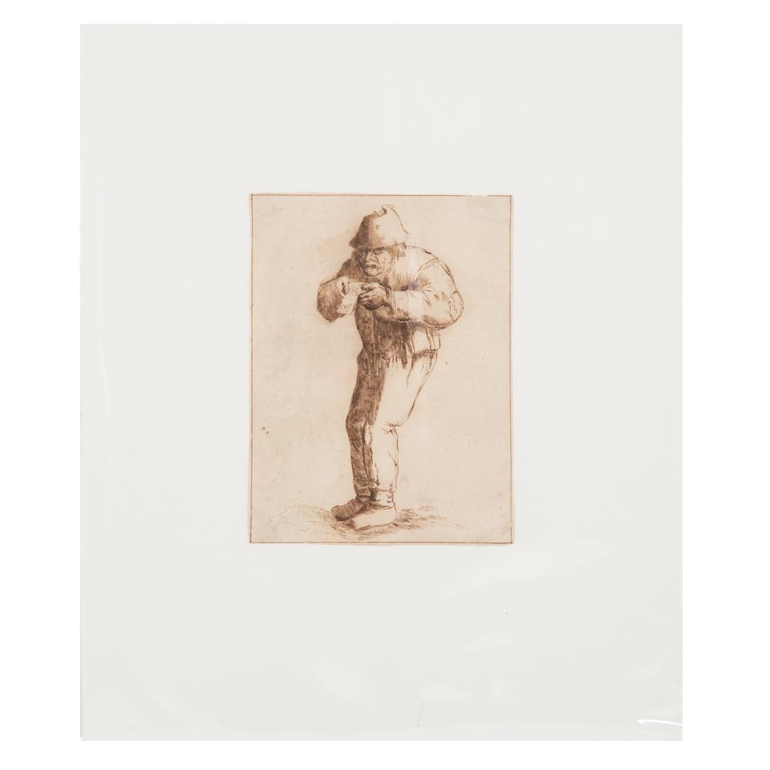Dutch School, 18th c., Crying Beggar, pen and ink (1 of 2)
