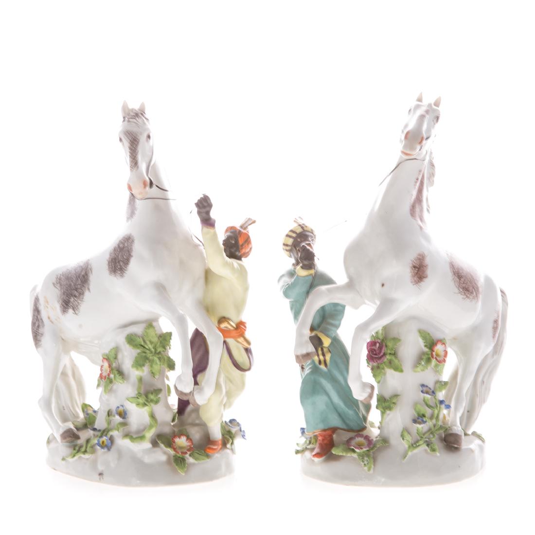 Pair Samson Blackamoor porcelain horse trainers (1 of 6)