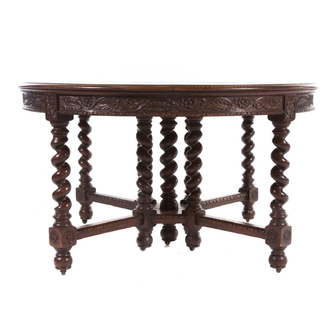 Jacobean Revival Style Carved Oak Dining Table