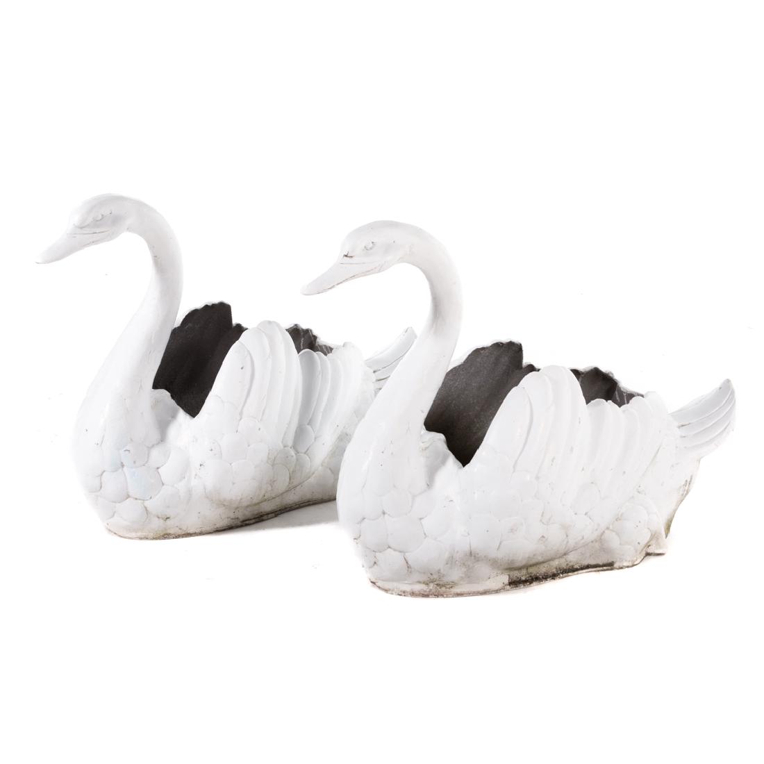 Pair painted spelter swan planters (1 of 5)