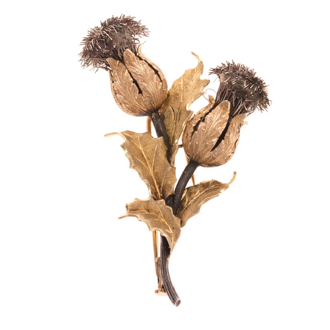 A Lady's 18K Double Thistle Brooch by Buccellati (1 of 5)