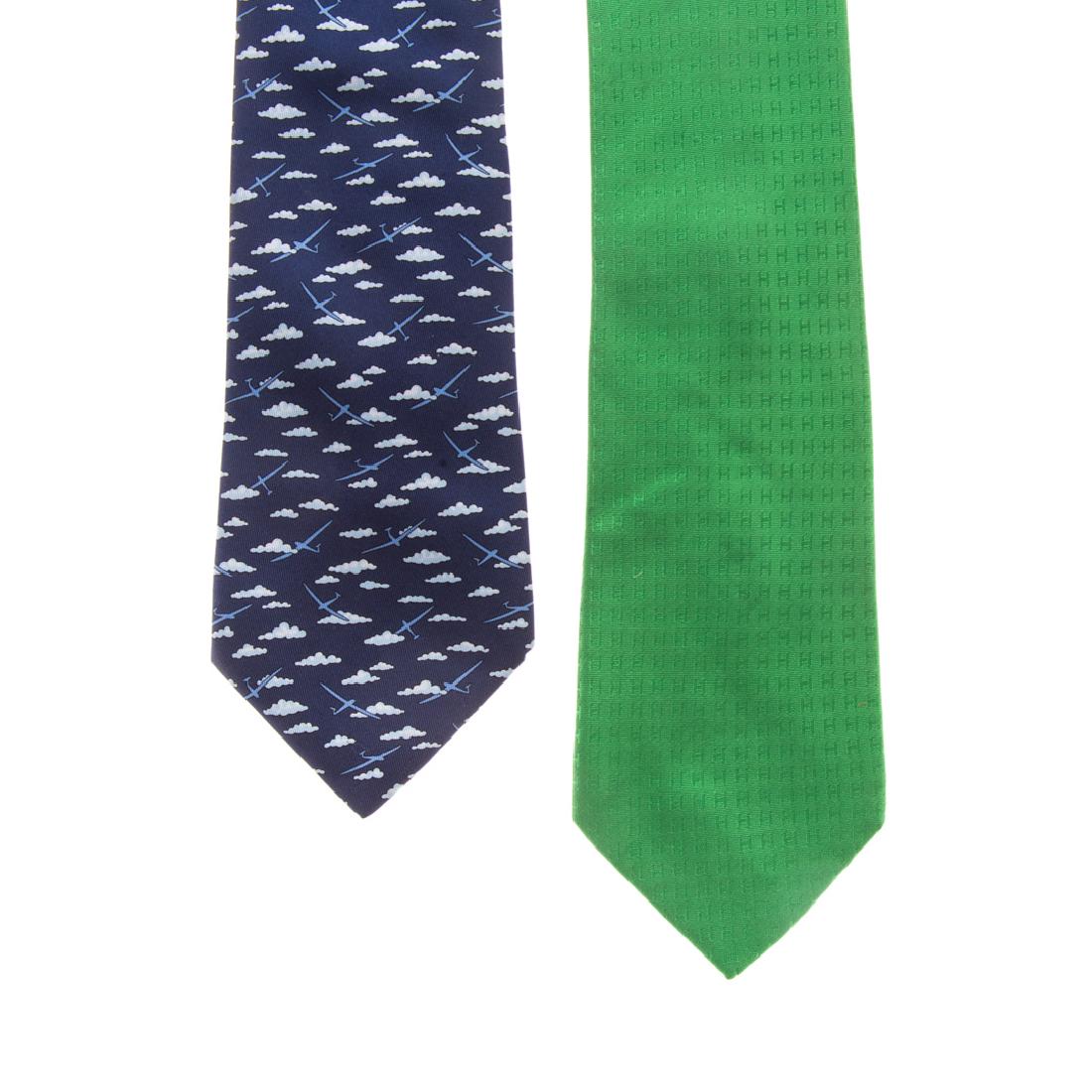 Hermès "Faconnee H" Tie & "Glider Airplane" Tie (1 of 6)