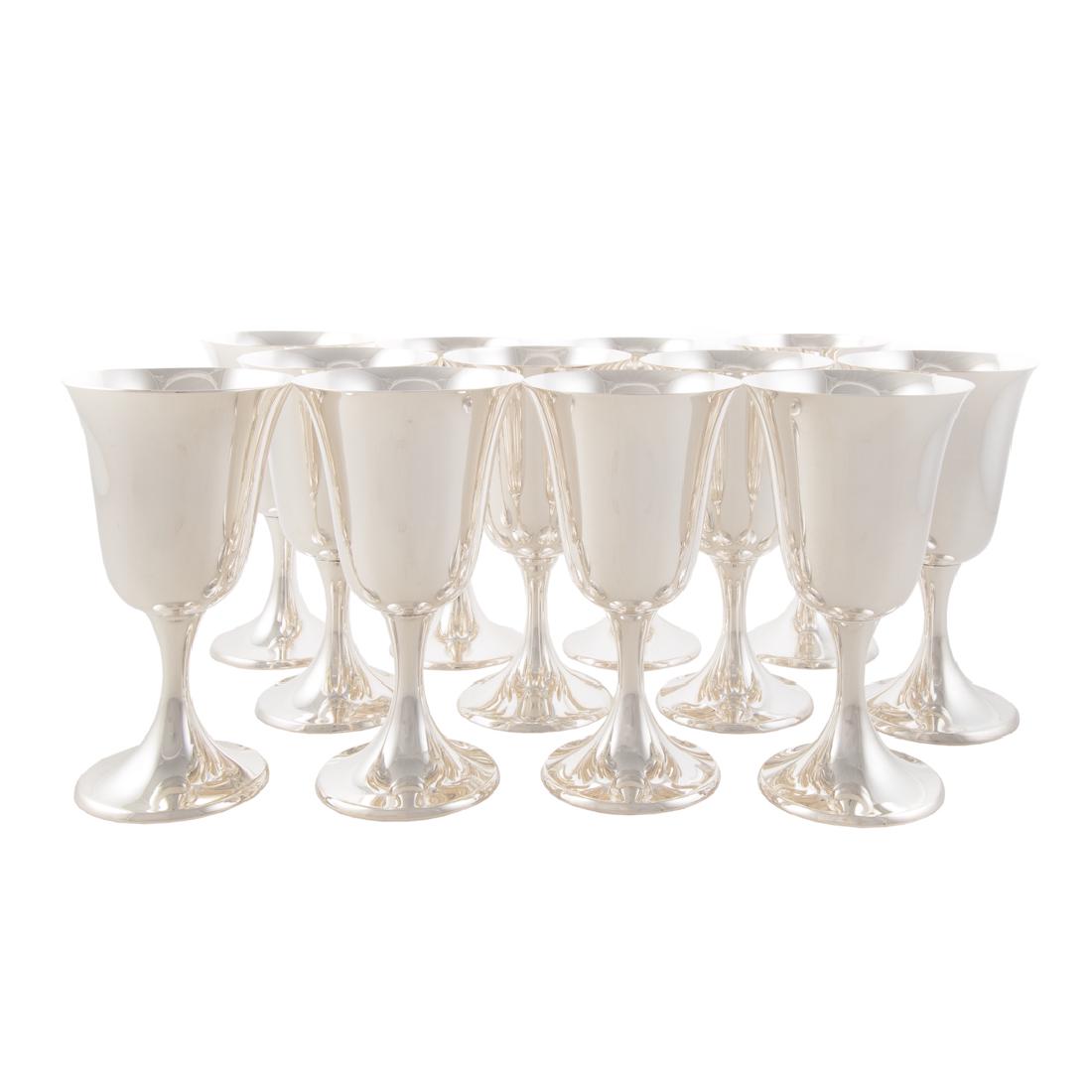 Set of 12 sterling water goblets Puritan pattern (1 of 3)