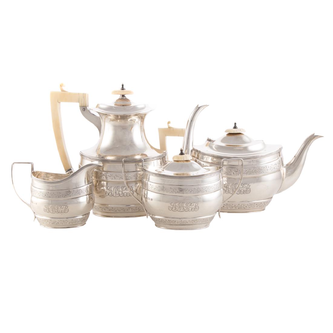 George V sterling 4-pc coffee & tea service (1 of 8)