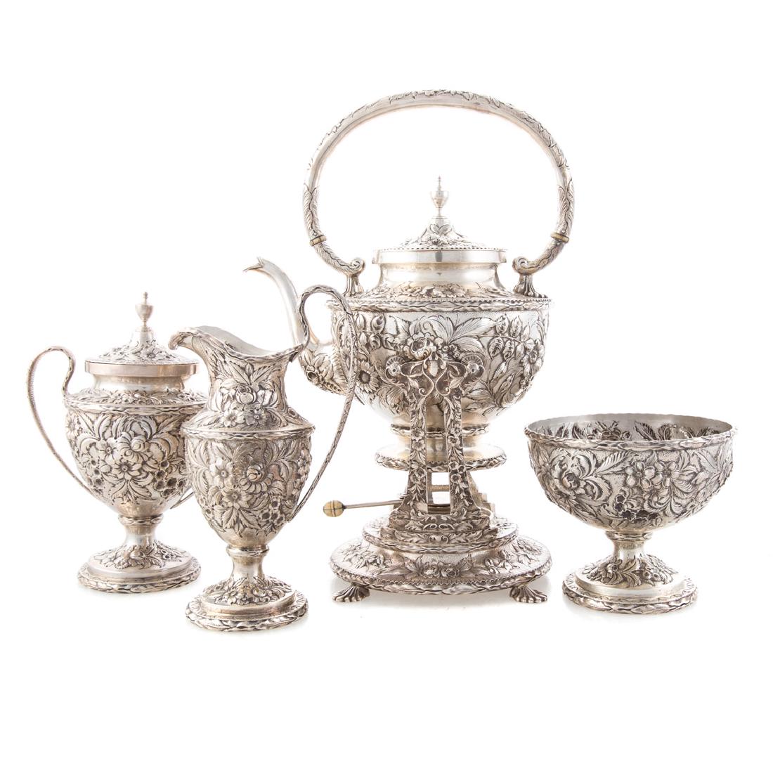 Kirk repousse sterling silver tea service (1 of 10)