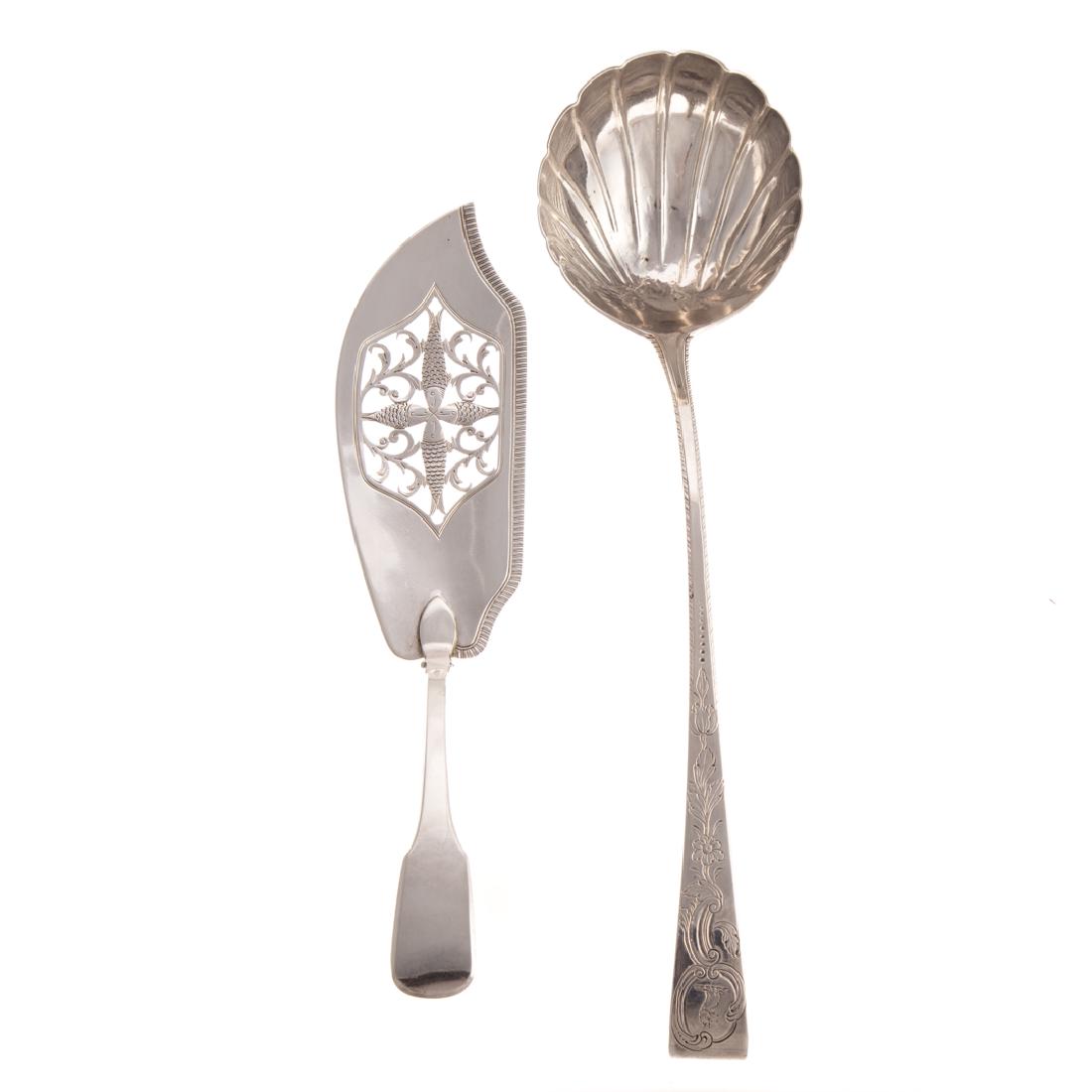 Continental silver soup ladle and fish slice (1 of 5)