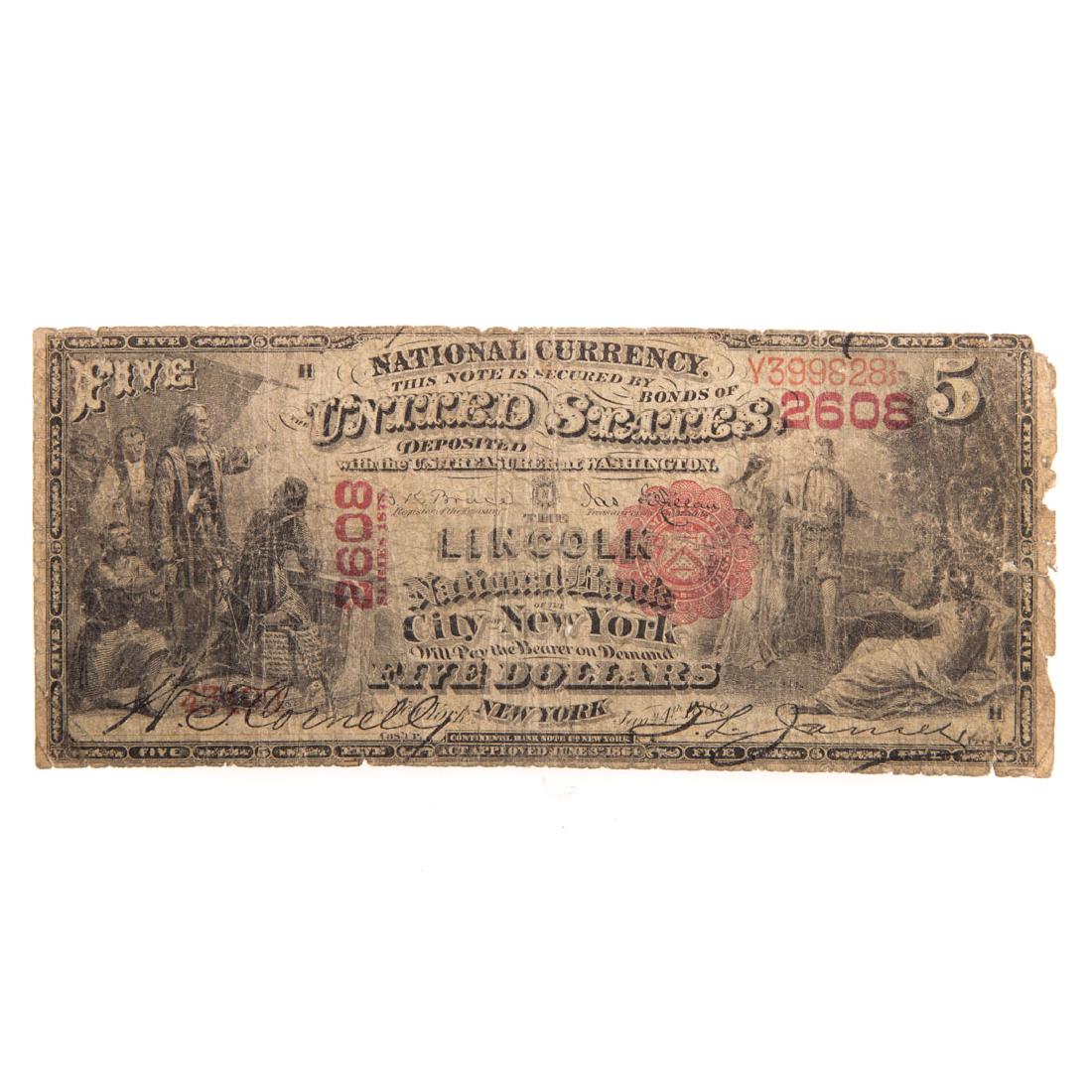 [US] $5 1875 CH#2608 Fr-405 G/VG (1 of 2)