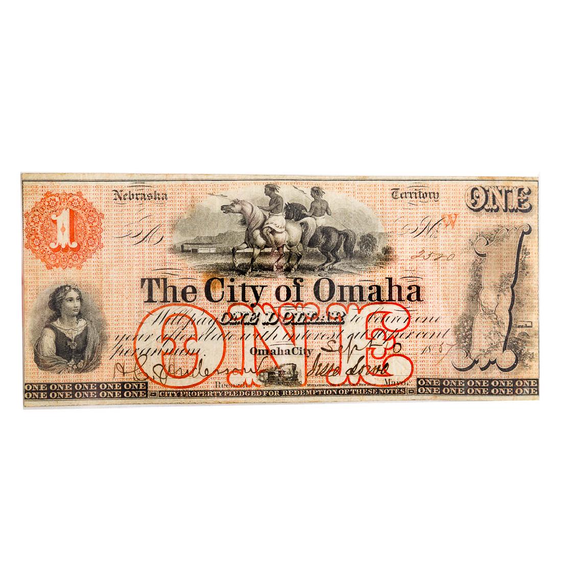 [US] 1857 $1 City of Omaha, Nebraska Territory AU+ (1 of 2)
