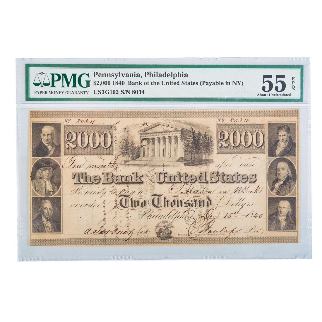 [US] $2000 1840 Bank of the United States PMG55EPQ (1 of 3)
