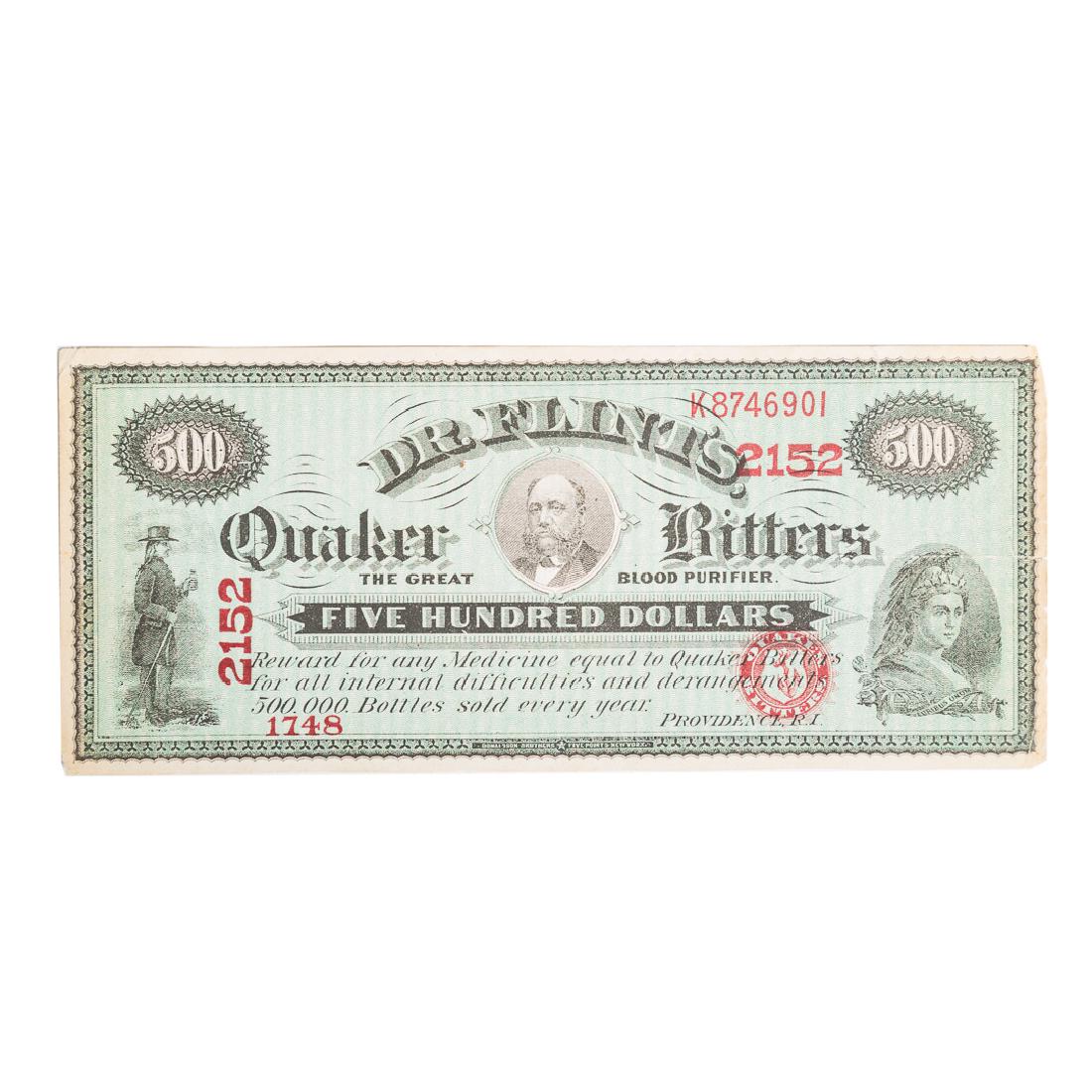 [US] Dr. Flint's Quaker Bitters $500 Advertising (1 of 2)